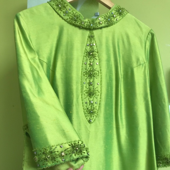 Stunning Raw Silk Beaded Vintage Dress - Picture 1 of 11